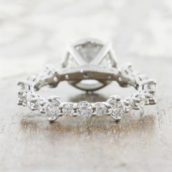 💞Dainty Pave Pure Shiny Gemstone Silver Wedding Rings for Women, MARR9052 - Picture 5 of 5